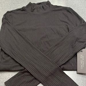 Rachel Zoe black ribbed mock turtleneck